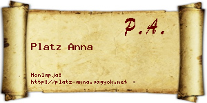 Platz Anna névjegykártya